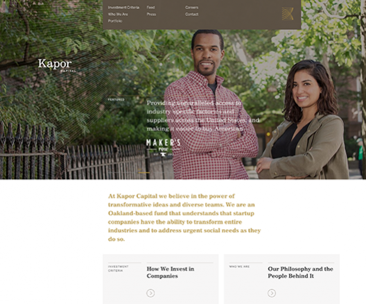 Screenshot of the Kapor Capital site